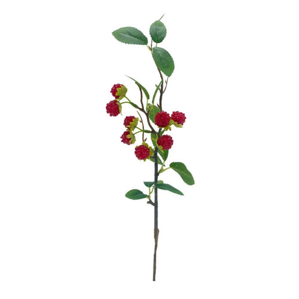 

Red Berry Raspberry Artificial Plant DIY Green Leaves Simulation Berry Branches Floral Arrangement Accessories