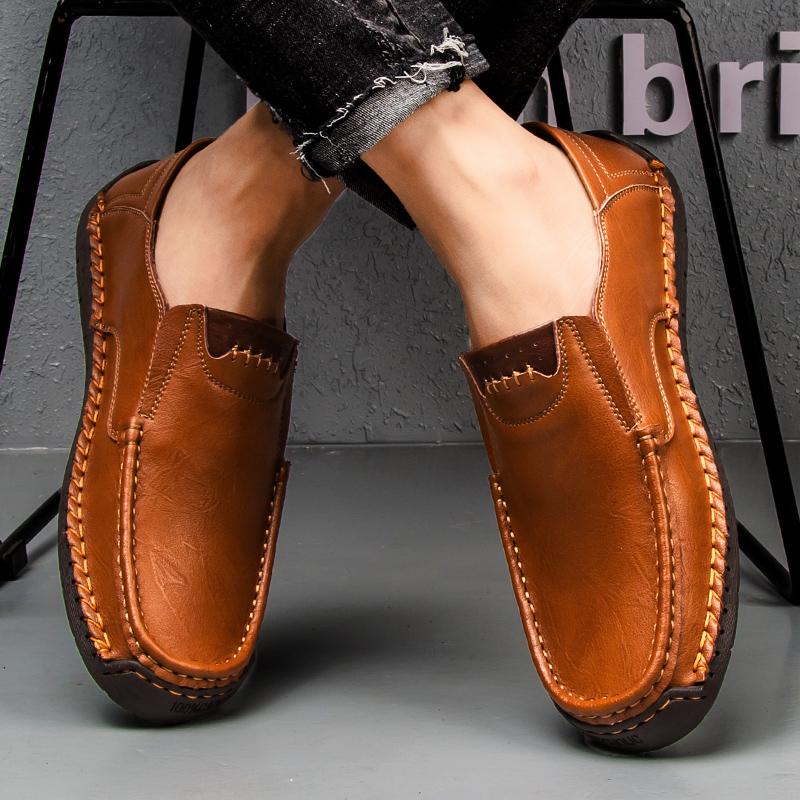 Handmade Genuine Leather Men's Casual Shoes Comfortable and Breathable Moccasins Men Business Flats Shoes Driving Shoes