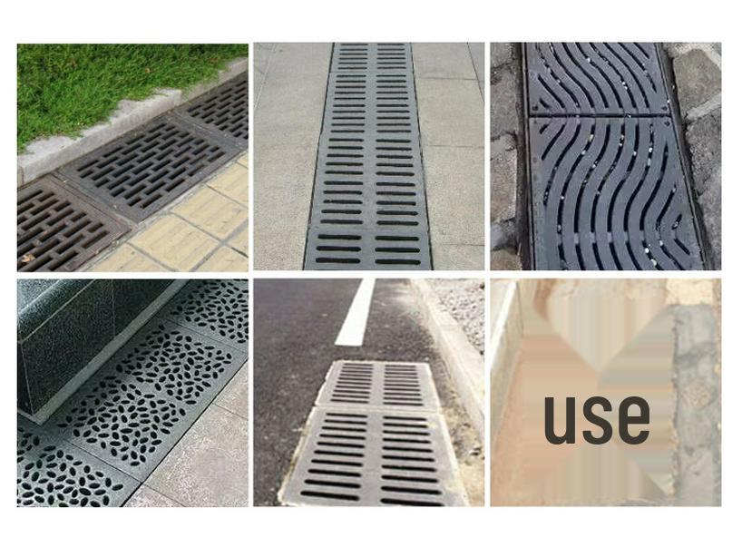 Cast Iron Rectangular Drain Grate Cover for Sewers and Rainwater Ditches