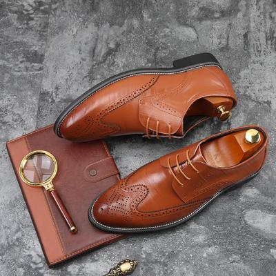 2024 2024 Mens Wingtip Oxford Shoes Leather Brogue Men's Dress Shoes Classic Business Formal Shoes for Men Zapatillas Hombre