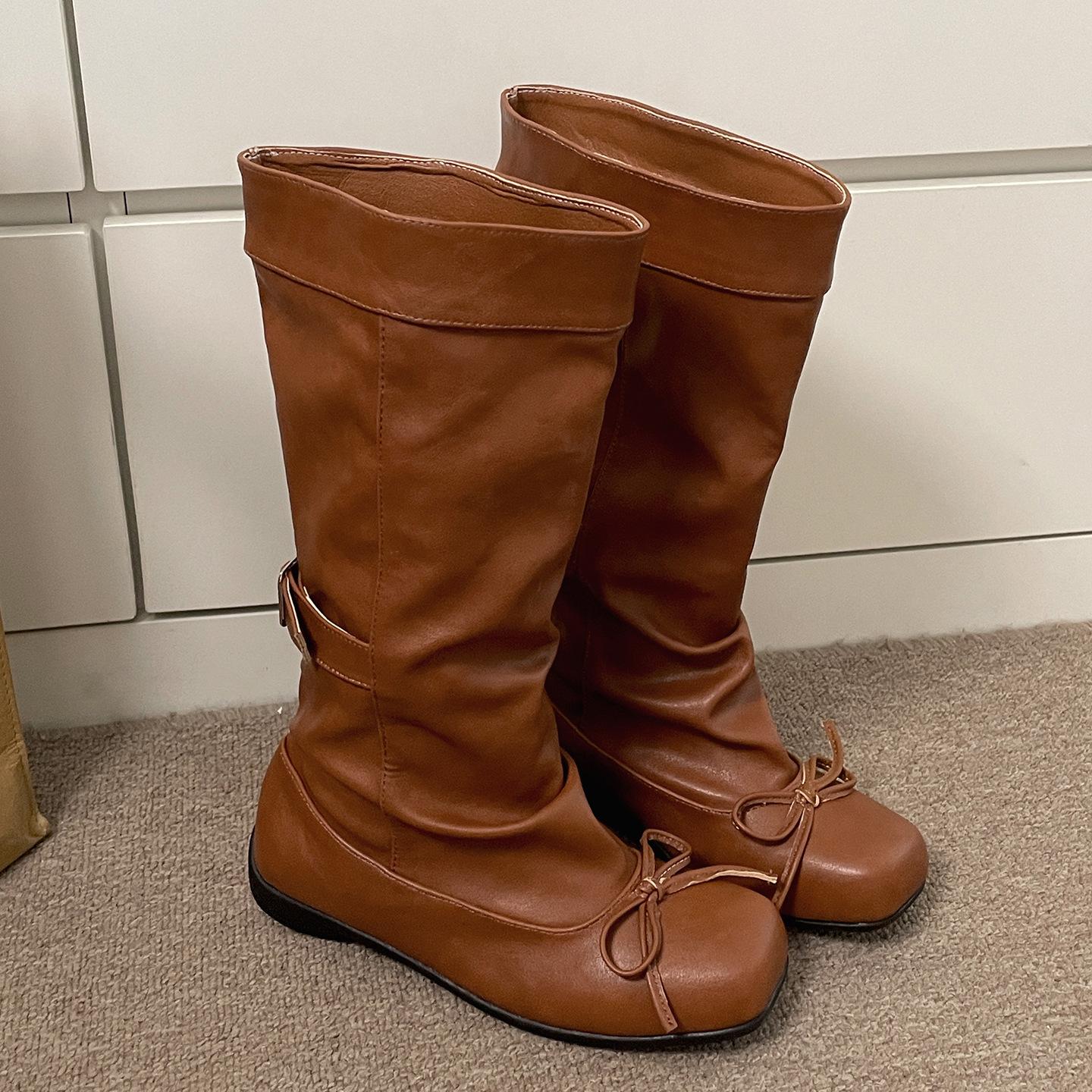 

Queen Fan Black Retro Platform Boots Women s Boots 2025 New Autumn with Skirt Skinny Knight Boots 40 жёлтый