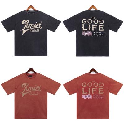 2251 2025 Zomer Nieuwe Heren- en Dames T-shirt met Losse Wasserf Vintage Grote Maat T-shirt T-shirt voor Koppels