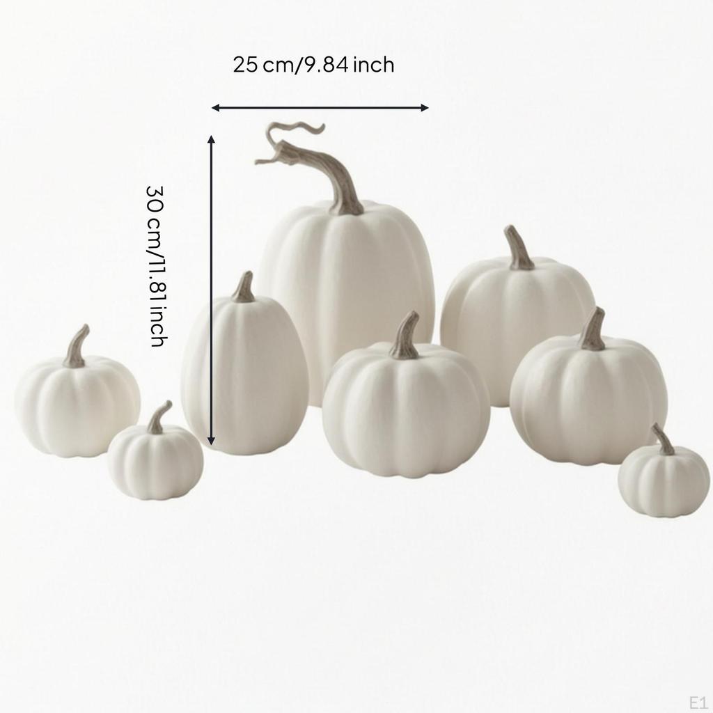 8 Pieces Assorted Artificial Pumpkins Decorative with Faux Pumpkin Decor for