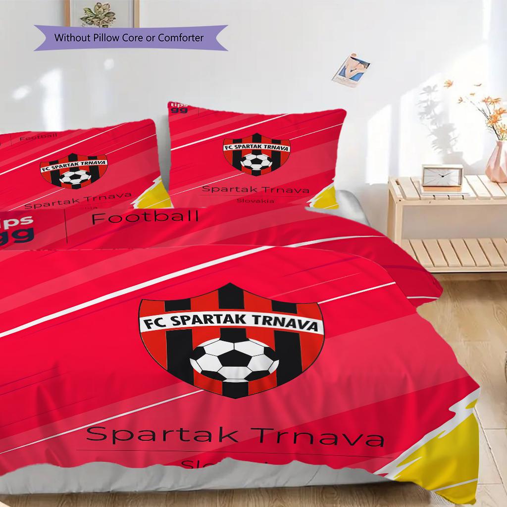 FC Spartak Trnava - sada povlečení, prošívaná deka, povlak na polštář, bytová dekorace, dárek k narozeninám (1 * povlak na peřinu + 2 * povlak na polštář, bez jádra)
