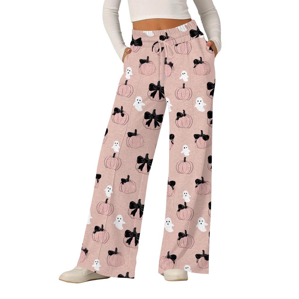 Women's Halloween Printed Fashionable Loose Casual Wide Leg Pants