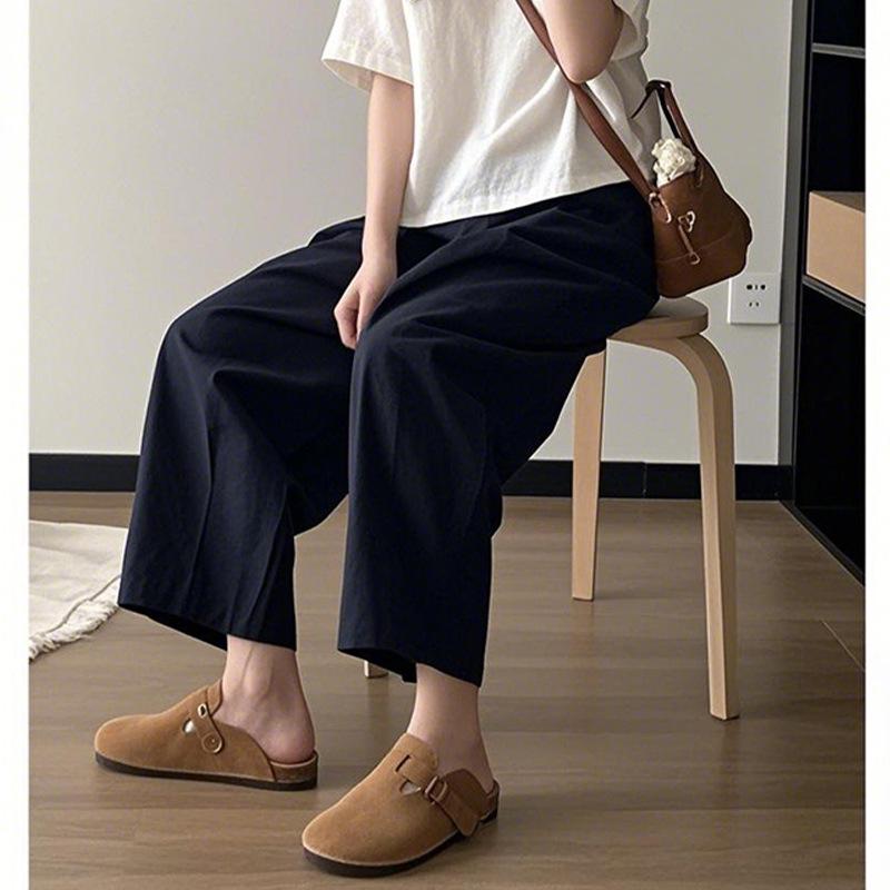 Maternity Casual Wide-Leg Drawstring Pants - Lightweight, Loose, Cropped Fit for Petite Women 3XL (150-165 lbs)