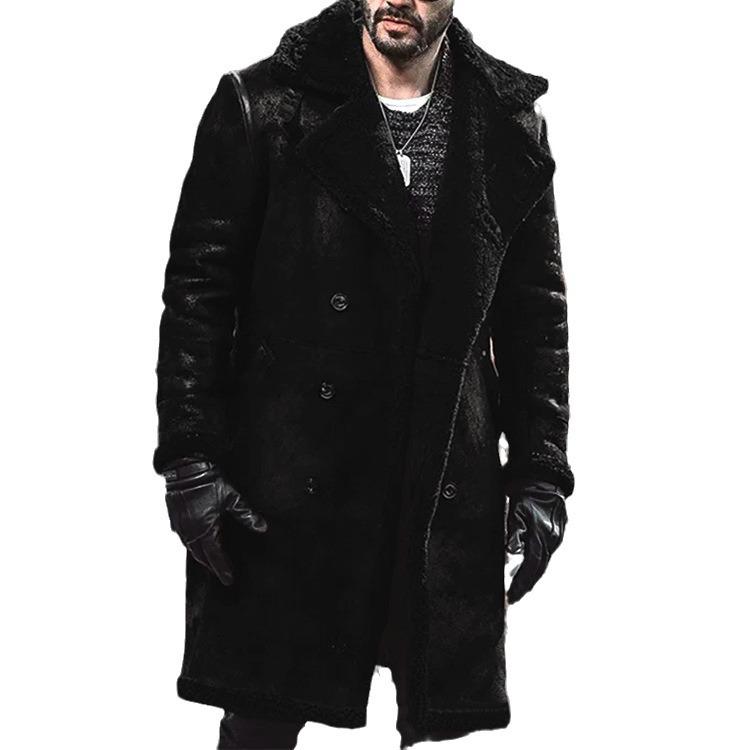 2026 European Style Men's Shearling & Faux Leather Warm Coat, Lambswool Faux Suede, Top Seller