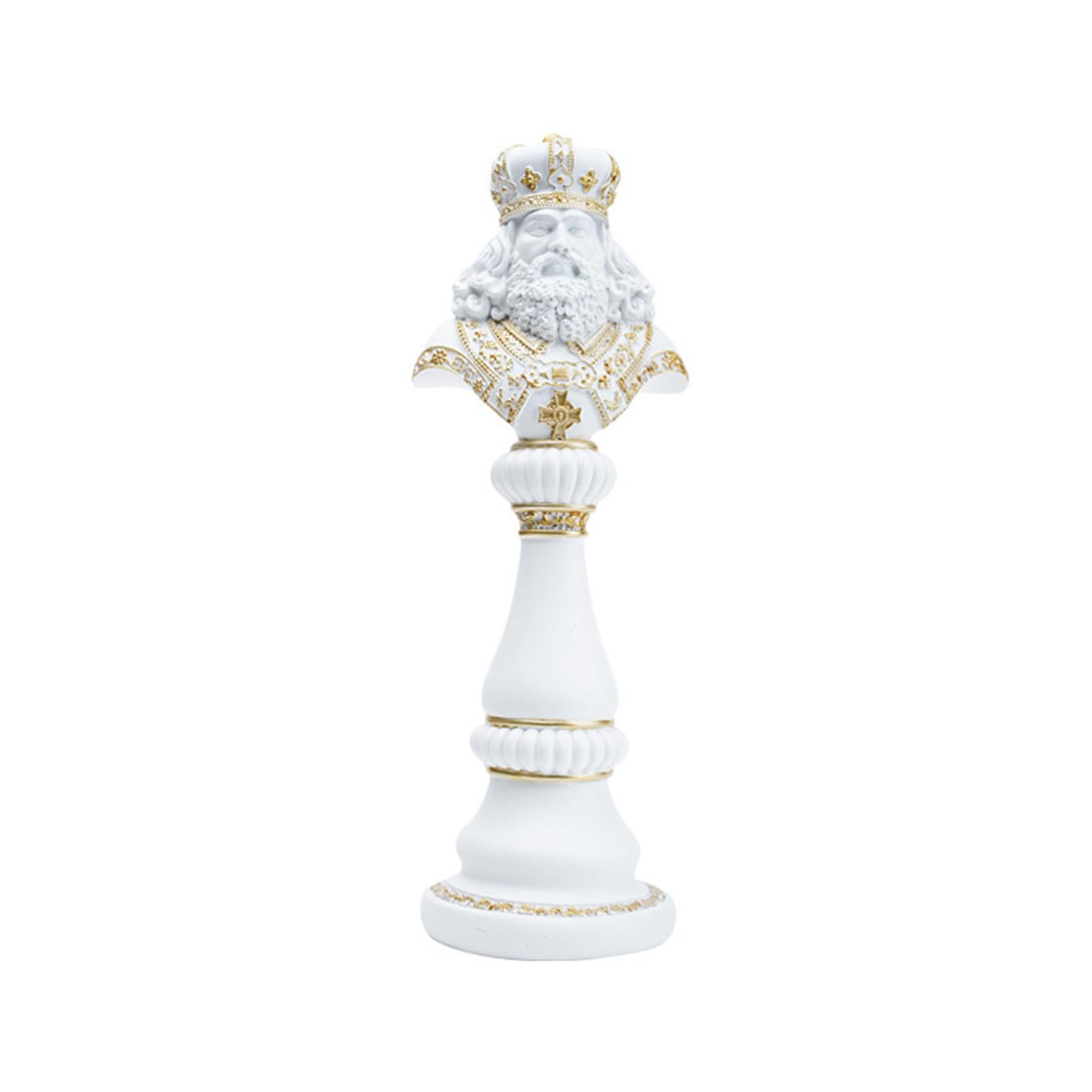

Елегантна шахова статуетка Королева/Король/Кінь Декоративна полімерна скульптура в чорному/білому кольорі для прикраси дому, офісу та кабінету C білий