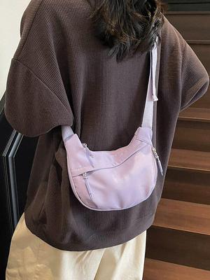 Dámská letní 2025 Niche Design Plátěná Taška přes rameno Crossbody, Korejský Styl Ležérní Knedlíková Taška