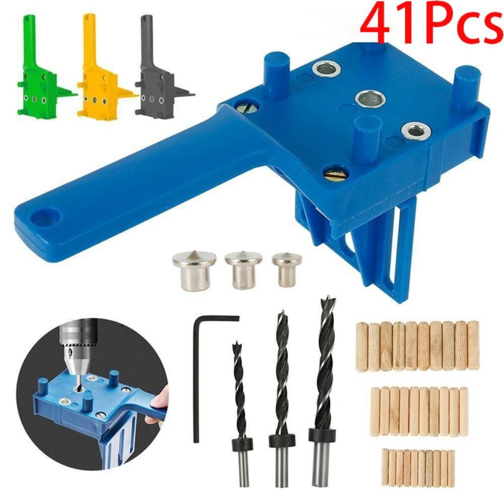 

41 шт. ABS деревообрабатывающий набор дюбельных приспособлений для кольцевой пилы, направляющий комплект для сверла, сверло, дырокол
