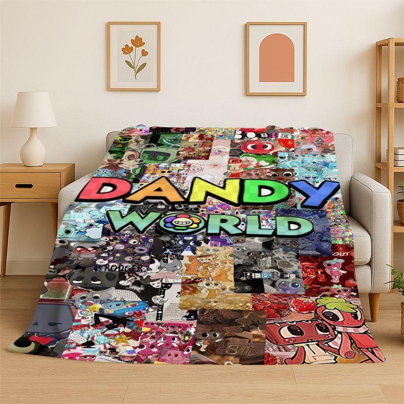 Coperta morbida in flanella Dandy World Cartoon, Coperta calda e accogliente per letto, Divano, Divanetto, Camera da letto, Soggiorno, Viaggio, Campeggio