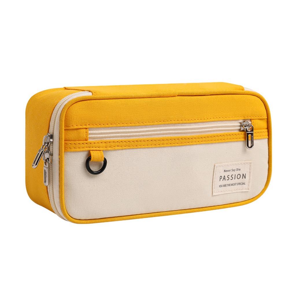 Simple Design Pen Bag Large Capacity Double-Layer Stationery Box Durable Flap School Bag Student Use School Supplies