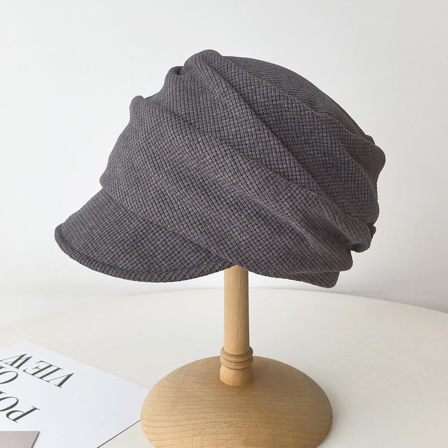 

Японская простая плиссированная кепка-утка для женщин Весна Осень и Зима Новая Маленькая шапка-бини, показывающая лицо Корейский стиль Кепка газетчика Универсальная One size