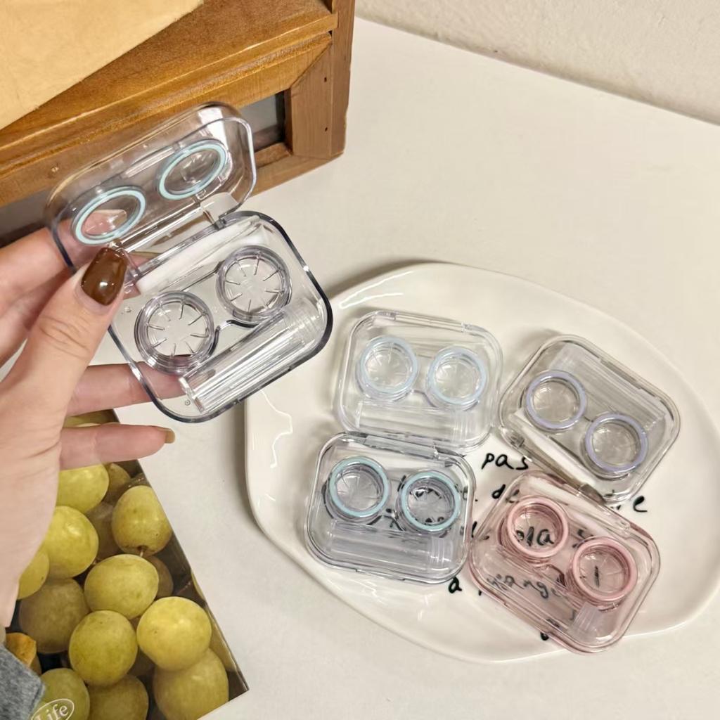 Clear Mini Contact Lens Storage Box Integrated No-screw Cap Portable Compact Travel Lens Holder for Daily Outdoor Use