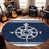 Nautical Anchor Round Rug Rope Border Coastal Modern Home Decor Circle Carpet Soft Non-Slip Floor Mat for Living Room Bedroom