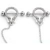 PiercingJ 2-10pcs 14G Stainless Steel Nipple Rings Nipple Shield Ring Chain Nipplerigns Ball Piercing Barbells Slivery Golden Tone