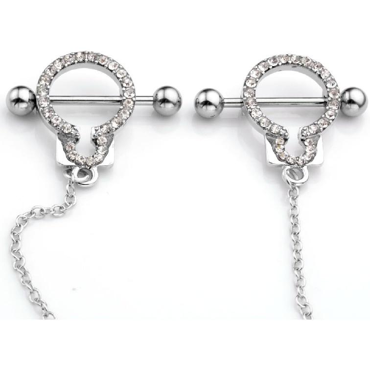 PiercingJ 2-10pcs 14G Stainless Steel Nipple Rings Nipple Shield Ring Chain Nipplerigns Ball Piercing Barbells Slivery Golden Tone