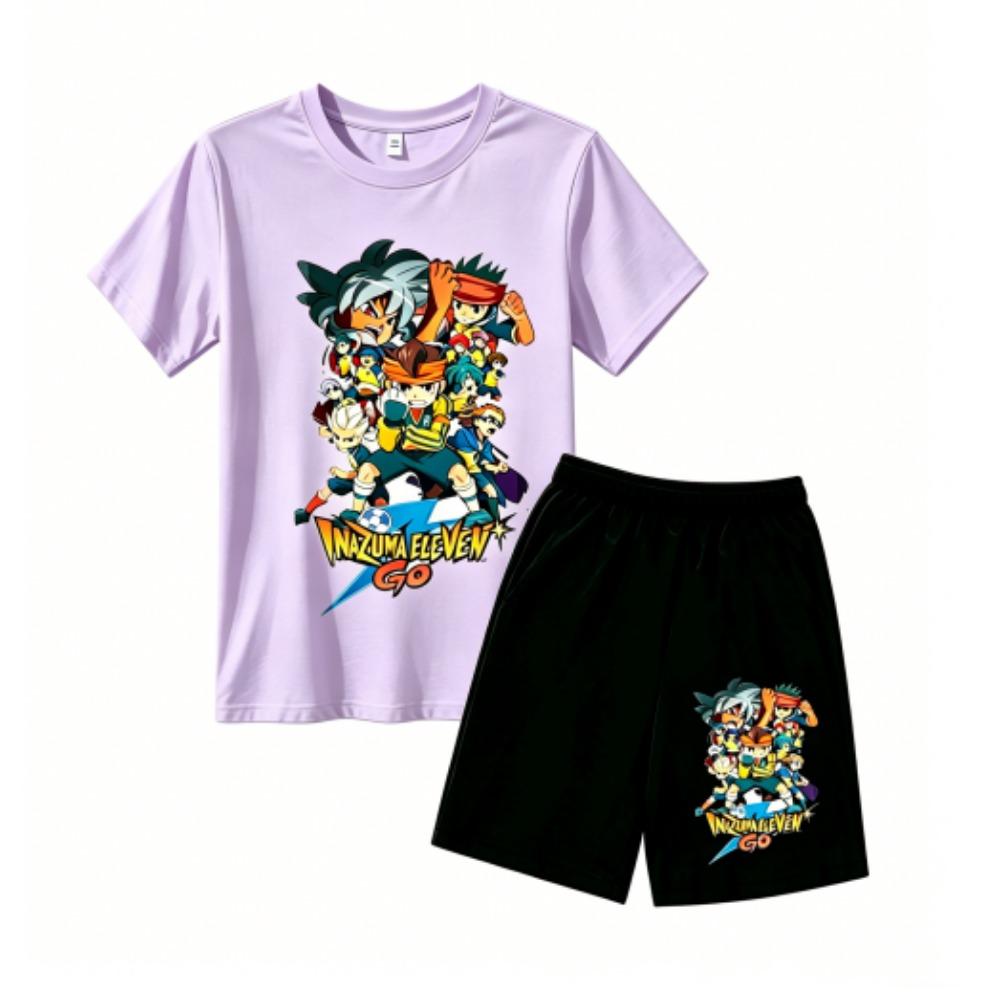 Fashion Anime Character Games Print Outdoor Street Kids T-shirt and Shorts Summer Home Casual Outfit Boy and Girl's Sports Set