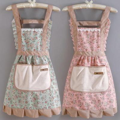 Breathable Princess Skirt Apron with Double Pockets for Women, Ideal for Home Kitchen Cooking. Anti-fouling and Durable Work Clothes.