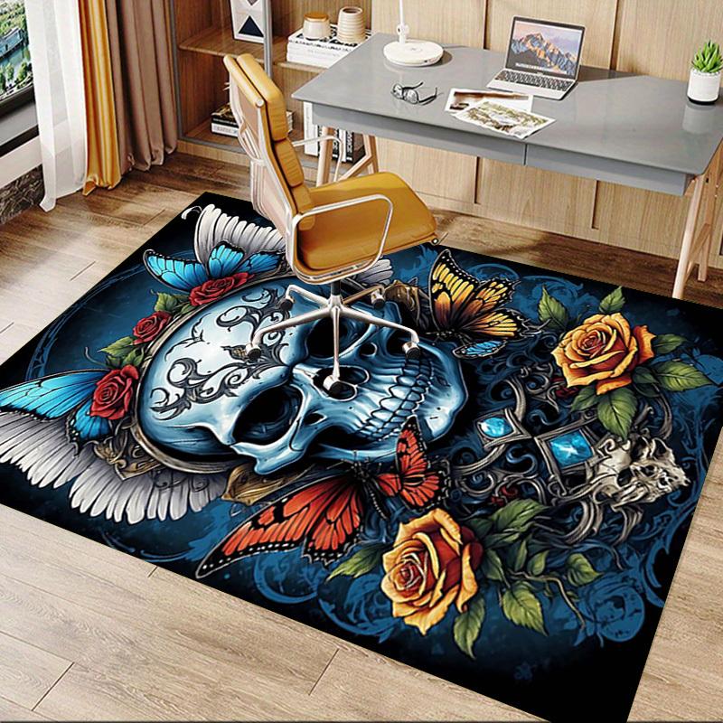 1PC Skull Butterfly Anti-slip Carpet, Suitable for Office, Bedroomand Playrooms. It Can Also Be Used As a Sofa Footrest cover-R73