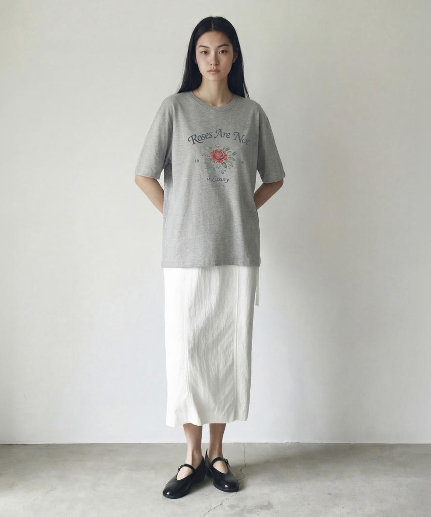 Siyajyu Sied26-1 Rose Short Sleeve T-Shirt_Melange Gray