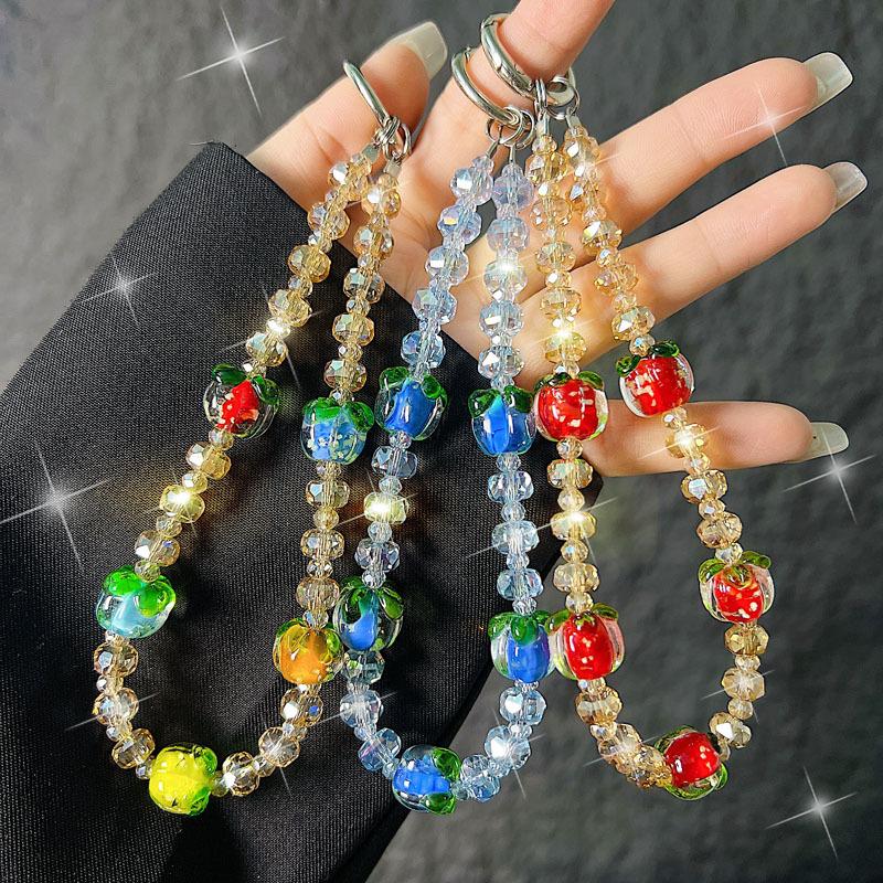 New Persimmon Ruyi Phone Chain New Chinese Style Glass Crystal Phone Chain Wrist Bag Keychain Pendant