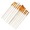 13PCS Artist Paint Brush Set Pearl White Bicolor Nylon Bristles Long Handle Oil Acrylic Paint Brush Watercolor Brush Set