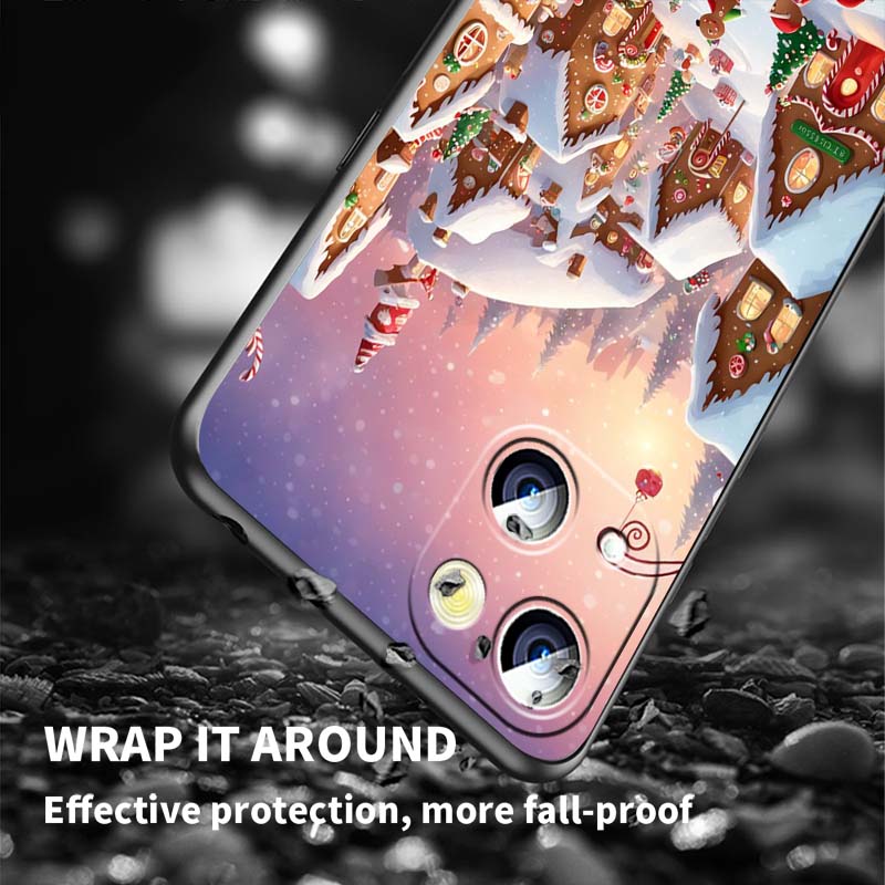 Christmas Gift Box Design For Apple iPhone 17 16 16E 15 14 13 12 11 Pro Max Plus Black Soft Silicone Phone Case