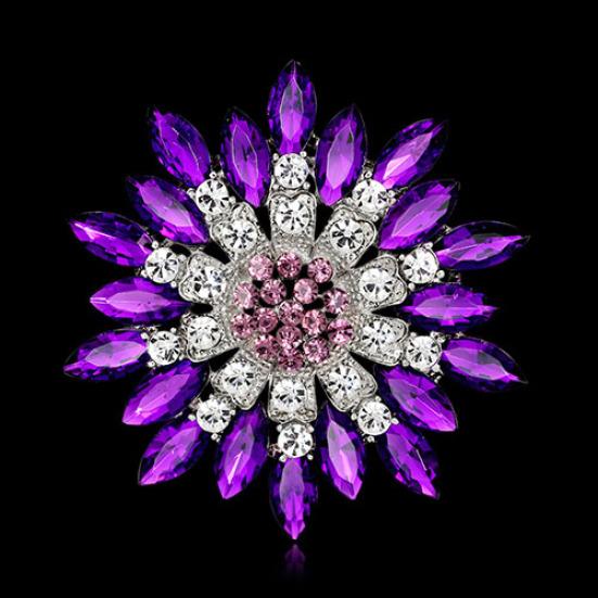 Gioielli con strass di cristallo con spilla a forma di fiore da donna per il regalo della festa nuziale