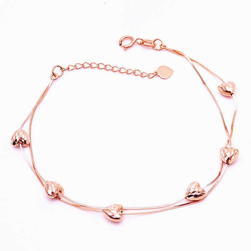 Purple Gold Women S Color Gold-Plated Rose Gold Double-Layer Snake Bone Shiny Love Fashion Adjustment Bracelet