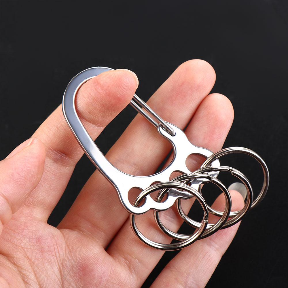 4 Keyrings Waist Hanging Silver Color Car Key Clip Car Keyring Key Ring Holder Big Feet Key Chain