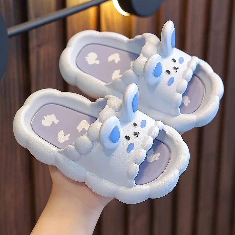 Kids Summer Cute 3D Rabbit Slippers Non Slip Breathable Soft Home Bathroom Sandals For Girls