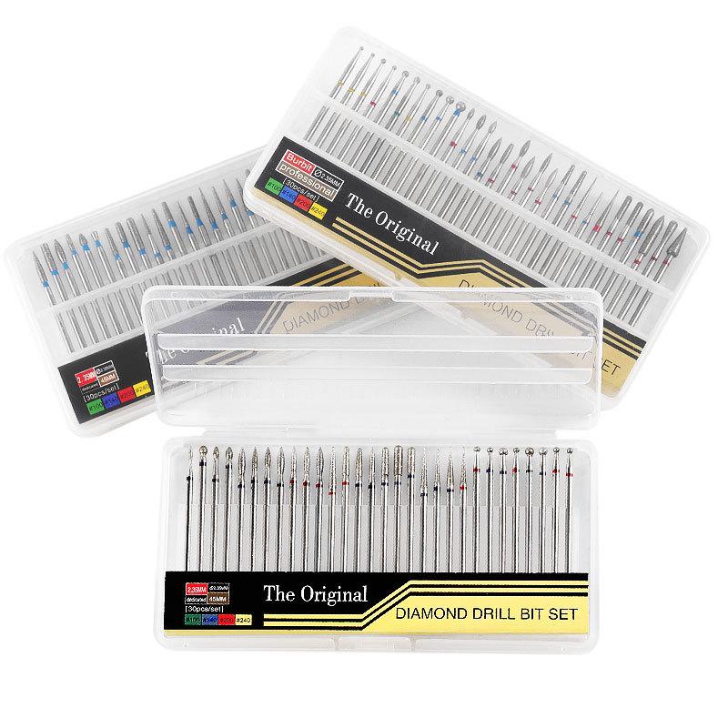 30PCS diamantová fréza na nehty Rotační fréza na otřepy na pilníky na nehty Čistá kutikula vrtáky Přístroje na manikúru Umělecké nástroje