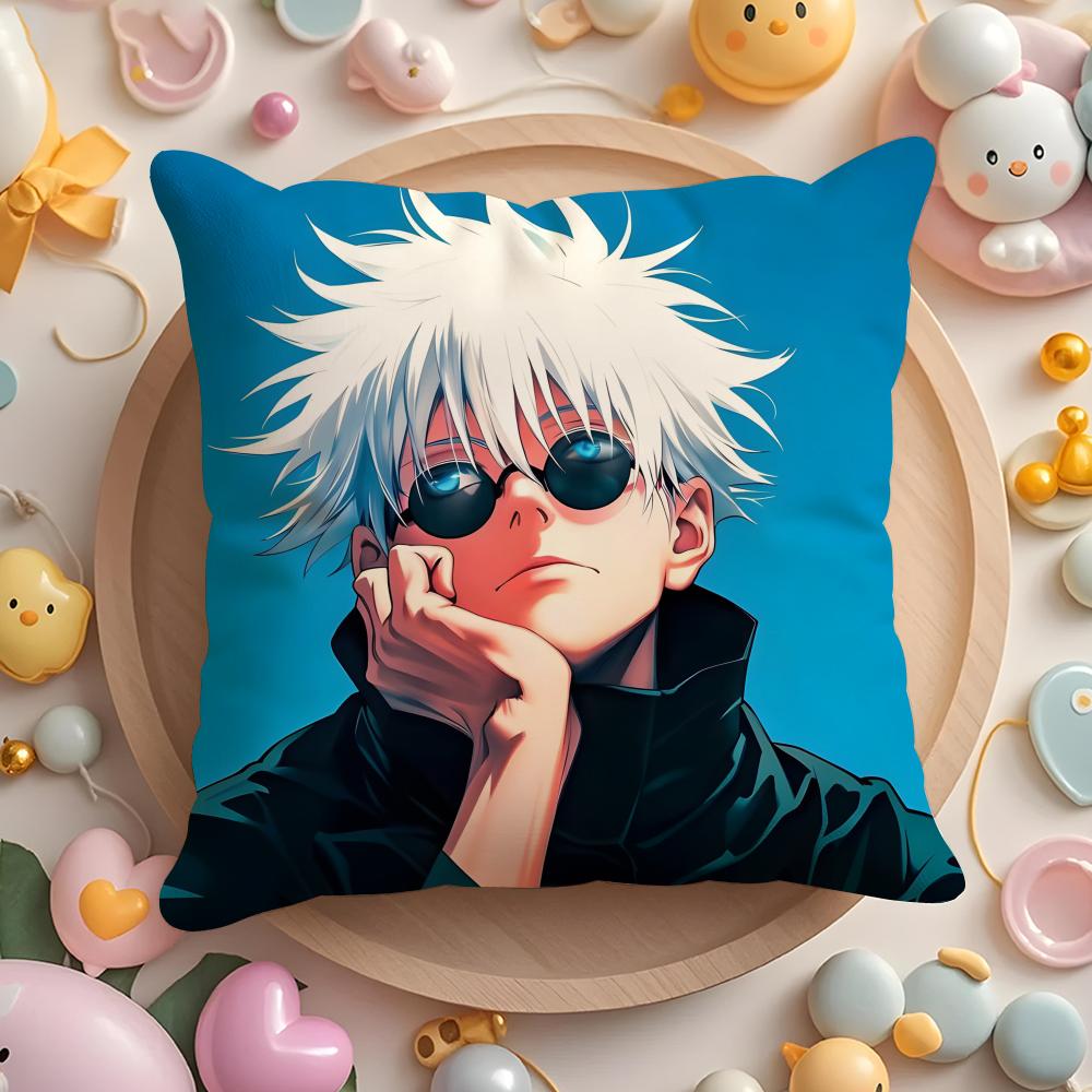 J-Jujutsu anime K-Kaisen Cushion Cover Home & Car Multi-Scene Pillow Cover - Reversible, Soft & Durable for Daily Use