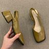 Summer Elegant Ladies Sandals Fashion Ladies Elastic Band Flat Heel Women Shallow Party Shoes Square Heel 35-39