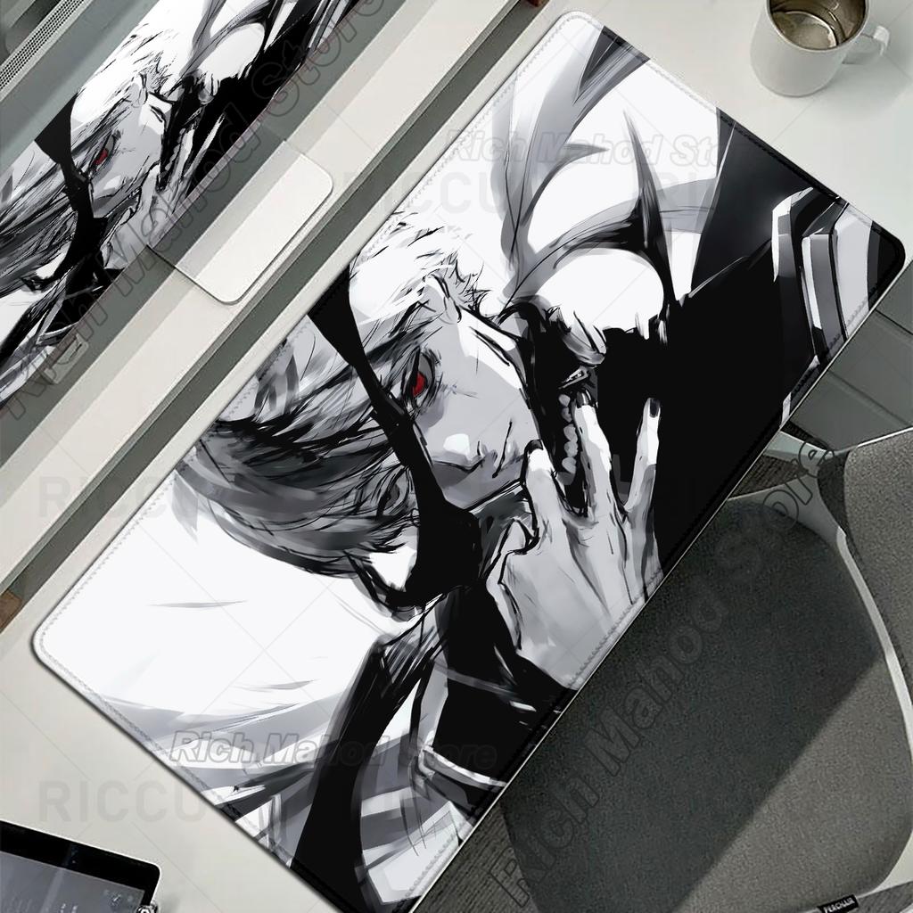 Black White Anime Desk Mat Tokyo Ghoul Mousepad Kaneki Ken Computer Gamer Non-slip Mouse Pad HD XXL PC Keyboard Desk Pad Playpad