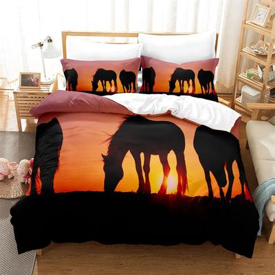 Horse Eating Grass 3D Digital Bedding Set,Duvet Cover Pillowcase,Popular Style 23 pcs.(No Padding No Sheet) Queen Bedding Set