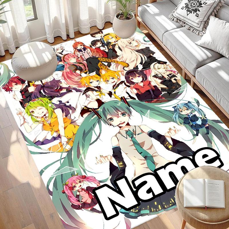 Custom Name Personalized Hatsune Miku Print Carpet, Versatile Home Decor Rug, for Playroom, Apartment, Balcony, Entryway, Hallway Gift