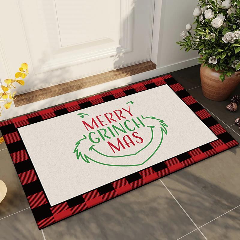 Grinch Christmas Entry Door Mat Christmas Eve Decorative Floor Mat Foot Mat Carpet