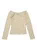 SETSETSET Slim Fit Off-Shoulder T-Shirt Beige