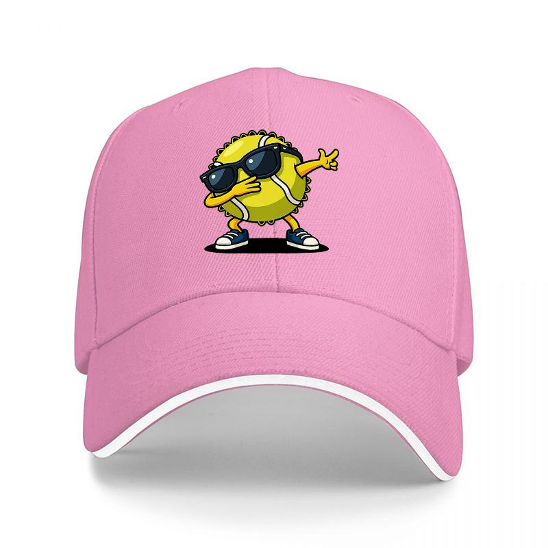 Coole Tennisball-Figur Baseballkappe mit Sonnenbrille und coolem Posen-Design für Sportfans und Modefans