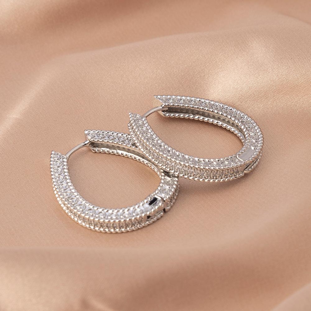 Kolczyki luksusowe dla kobiet, duże, igła ze srebra próby 925 - Niszowy design, przesadzone kwadratowe i okrągłe koła na twarz