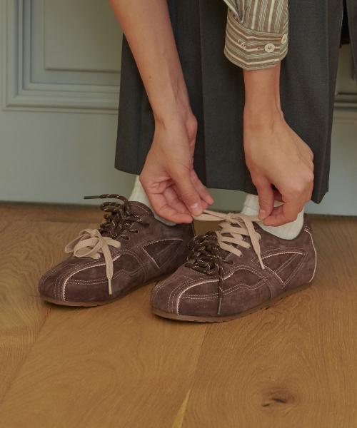 [Witthia] Real Suede Double Bow Sneakers [WBLC58510]