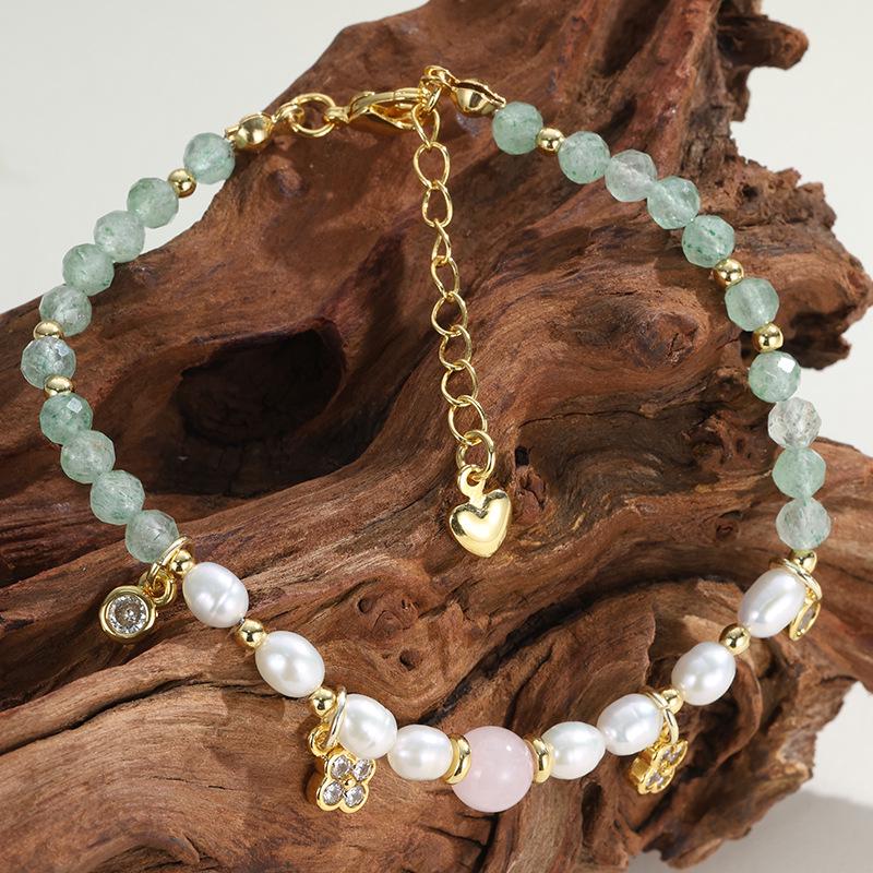 Chinese Retro Natural Stone & Freshwater Pearl Layered Bracelet - Original Design Jewelry