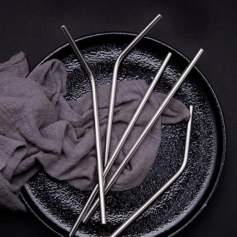 8Pcs Stainless Steel Straws Reusable Drinking Straw Set Ice Coffee Smoothie Milk Tea Straws Metal 8 Inch Straws for 20oz Tumbler