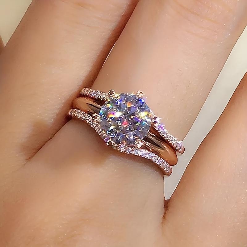 

[Luxury Bridal Ring] Luxury Elegant Bridal Ring, Alloy Single Ring | Polished Shiny Imitation Faux, Symbol of Beauty And Elegance, for Engagement/Wedd 5