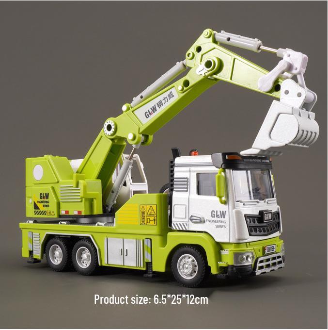 Steel Power Large Alloy Crane Toy - Children's Engineering Vehicle Crane & Mixer Truck Set