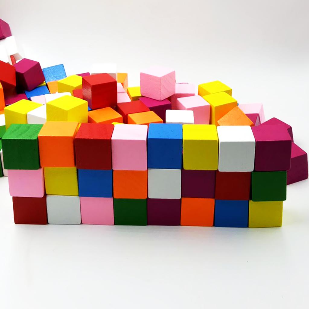 50pcs Multicolor Wooden Blocks Embellishments DIY Craft 15mm