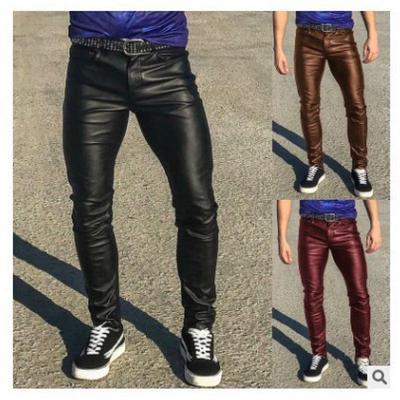 Men's Plus Size Punk Leather Pants - Trendy Low Waist Elastic Fit