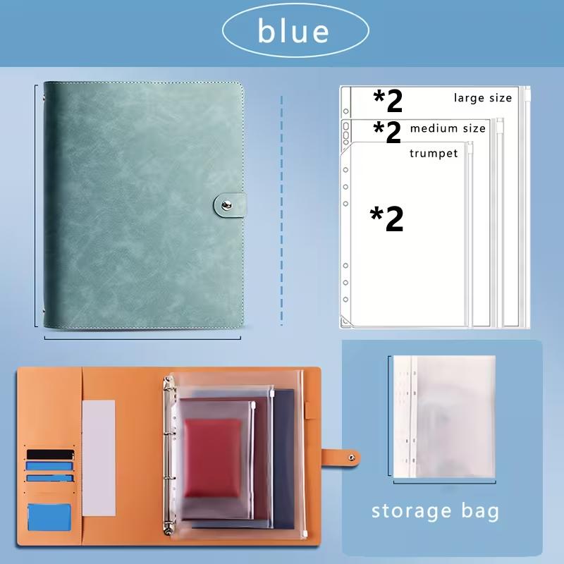 A4/A5/B5 PU Leather Document Folder | Large Capacity File Organizer | Portable Portfolio for Home & Office Document Storage